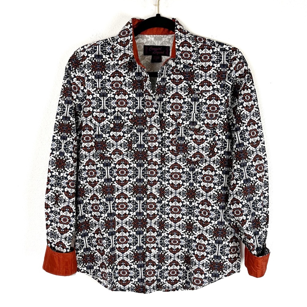 Cowgirl Legend Womens Pearl Snap Shirt Long Sleeve Western Small - Picture 2 of 7